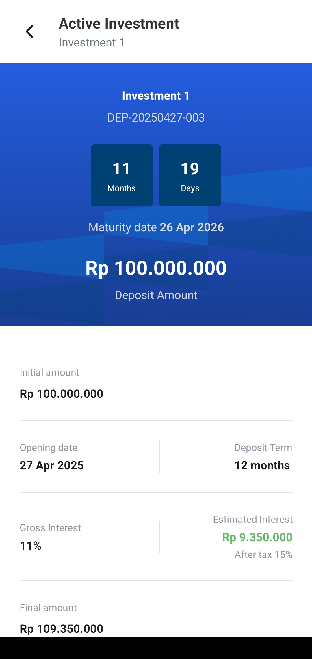 SSM App Investment Detail