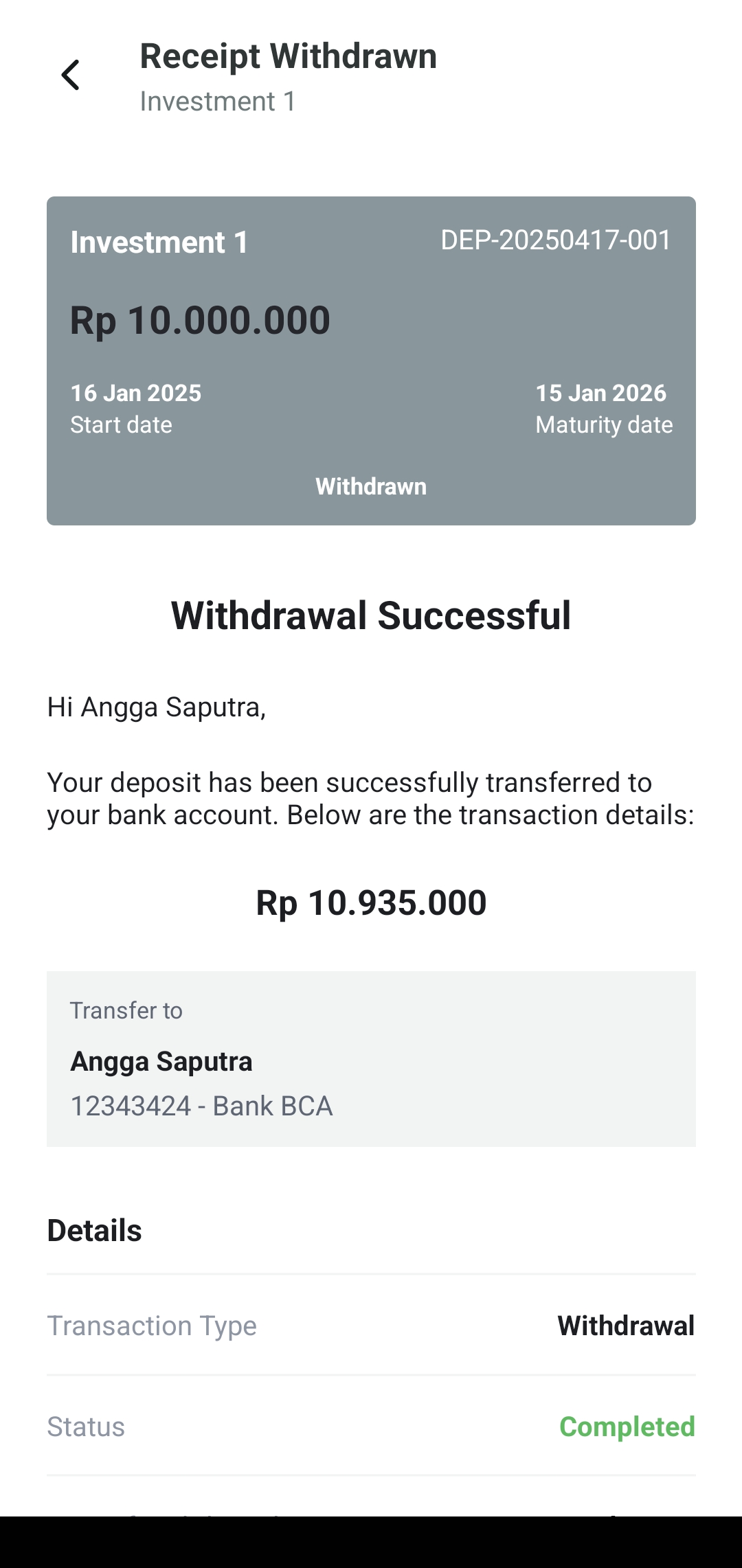SSM App Receipt
